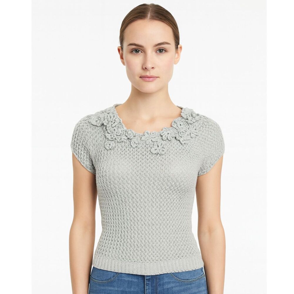Anthropologie Knitted & Knotted Top Grey Pua Pullover XS